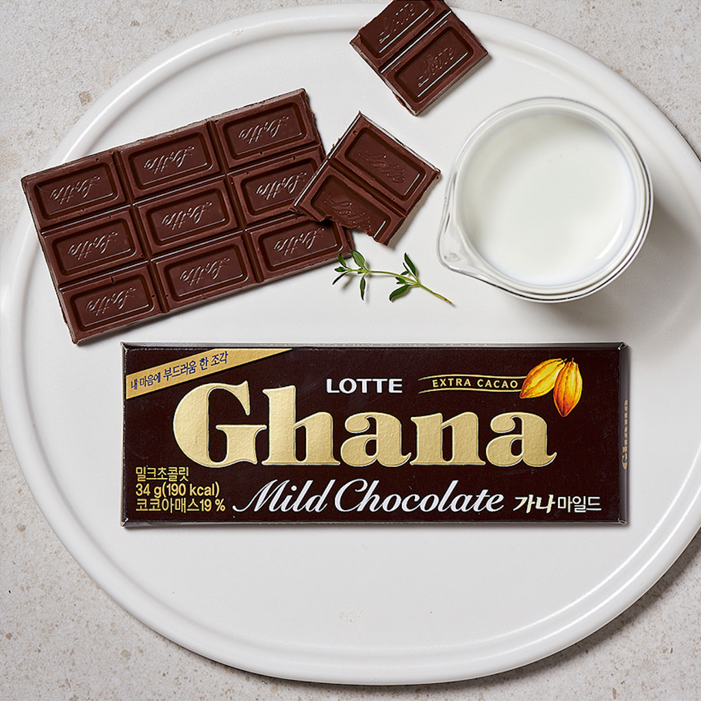 Lotte Ghana Mild Chocolate (Milk Chocolate w/ Extra Cacao) 34g